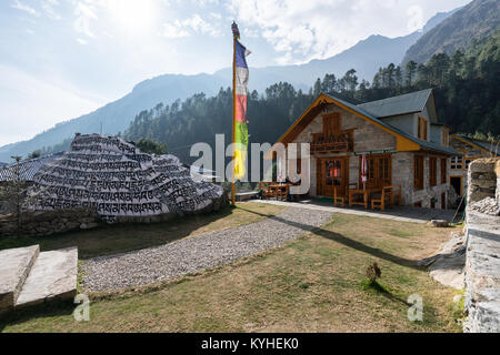 Sherpa Lodge Teahouse in Phakding, Nepal Foto Stock