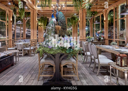 Boutique ristorante interno. Thailandia del sud-est asiatico. Fodera argento, Pattaya Foto Stock