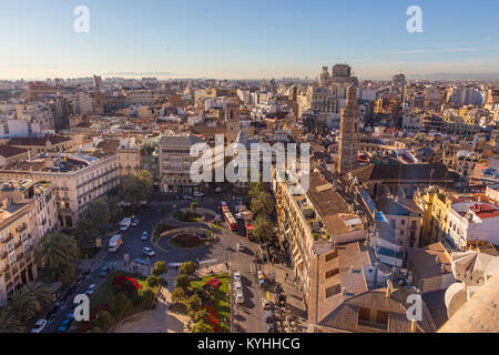 Vista panoramica sul centro storico di Valencia, Spagna. Foto Stock