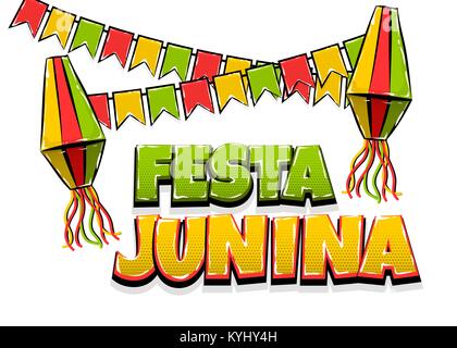 Festa Junina testo fumetto pop art Illustrazione Vettoriale