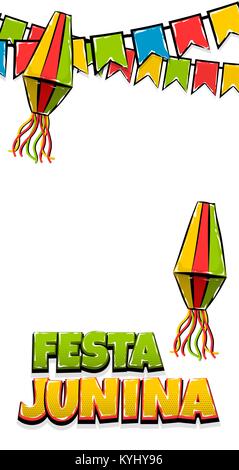 Festa Junina testo verticale banner Illustrazione Vettoriale