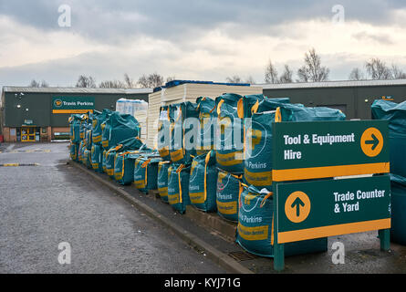 Travis perkins materiali da costruzione Cantiere, Glasgow, Scozia Foto Stock