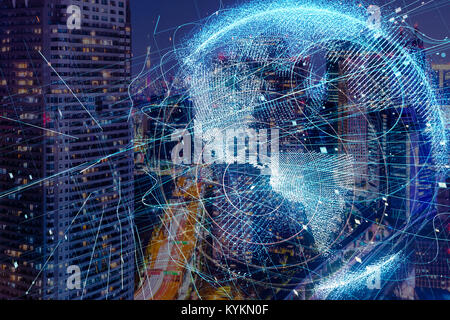 Smart City e la rete globale del concetto. Foto Stock
