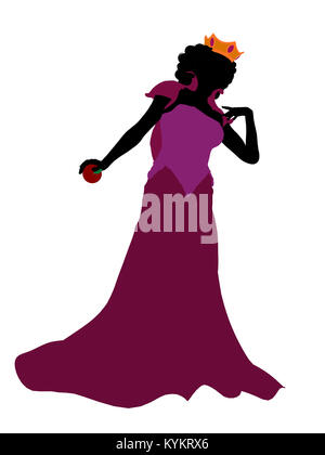 Evil Queen illustrazione silhouette su uno sfondo bianco Foto Stock