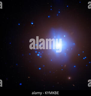 Un'illustrazione che raffigura un enorme buco nero responsabile della distruzione di una stella. Questa opera d'arte, creata dallo Smithsonian Astrophysical Observatory, illustra la potenza e la scala dei buchi neri nell'evoluzione stellare. Foto Stock