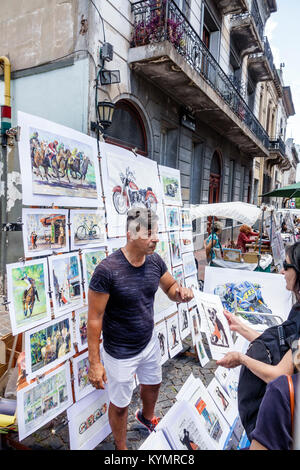 Buenos Aires Argentina,San Telmo Plaza Dorrego,fiera d'arte,venditori,stand stand stand vendita mercato,mercato,shopping shopper shopping negozi bu Foto Stock