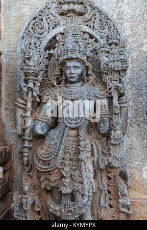 India, Karnataka, Halebid, Hoysaleswara Temple Foto Stock