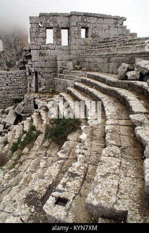 Le rovine del Teatro di Termessos nei pressi di Antalya, Turchia Foto Stock