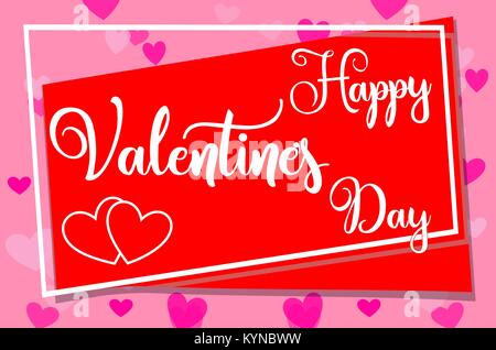 Felice giorno di san valentino orizzontale poster colorati, telaio, cuori Illustrazione Vettoriale