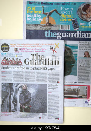 Guardian newspaper passa dalla Berliner al formato tabloid, Londra Foto Stock