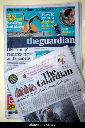 Guardian newspaper passa dalla Berliner al formato tabloid, Londra Foto Stock