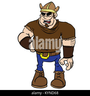 Barbaro cartoon permanente illustrazione isolato su bianco Foto Stock