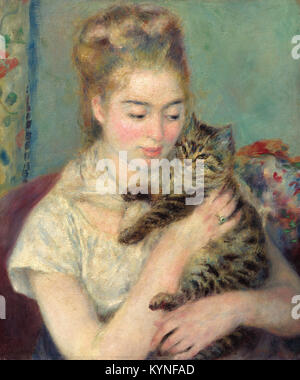 Pierre-Auguste Renoir - donna con un gatto Foto Stock