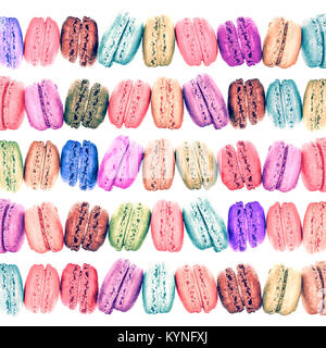 Pastello colorato macarons francese sullo sfondo Foto Stock