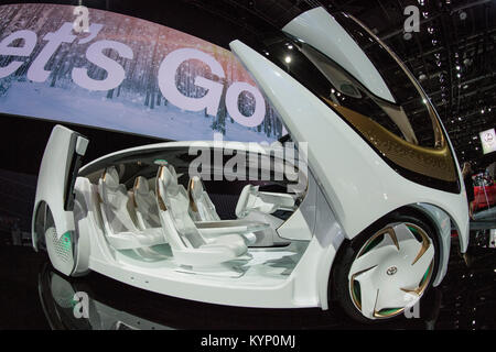 Detroit, STATI UNITI D'AMERICA. 15 gennaio, 2018. Toyota presenta il concetto di "io" al Detroit Auto Show 2018 a Detroit, noi, 15 gennaio 2018. Credito: Boris Roessler/dpa/Alamy Live News Foto Stock