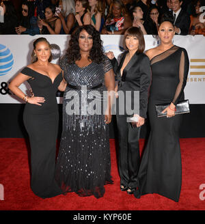 Pasadena, CA. Gen 5, 2018. Adrienne Houghton, Loni amore, Jeannie Mai, Tamera Mowry-Housley al quarantanovesimo NAACP Image Awards a Pasadena Civic Auditorium di Pasadena, in California il 5 gennaio 2017 Credit: Koi Sojer/Snap'n u foto/media/punzone Alamy Live News Foto Stock