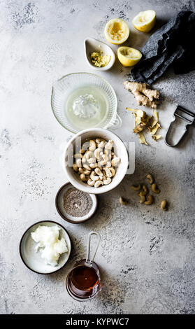 Ingredienti per vegan esente da glutine fig tart Foto Stock