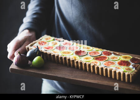 Vegan esente da glutine fig tart Foto Stock