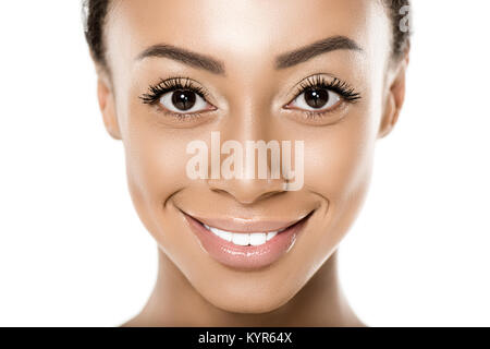 Sorridente americano africano donna Foto Stock