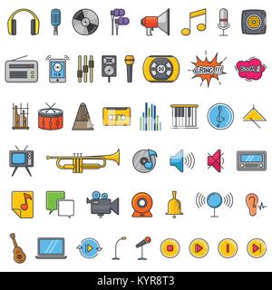 Una illustrazione vettoriale di audio multimediale icone del suono Illustrazione Vettoriale