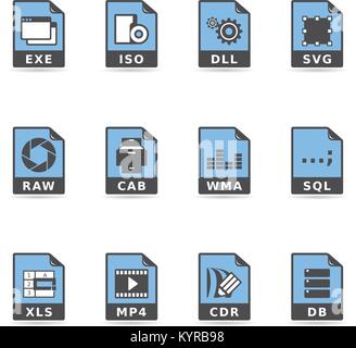 Tipo di file icon series in duo tono di colore. Illustrazione Vettoriale. Illustrazione Vettoriale