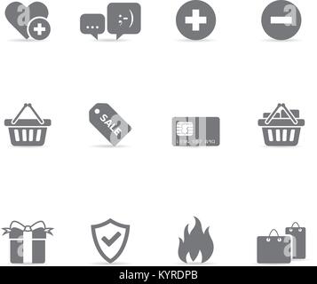 Ecommerce icon set in colore singolo. Illustrazione Vettoriale