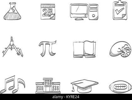 Più scuole icon series nel disegno. Illustrazione Vettoriale