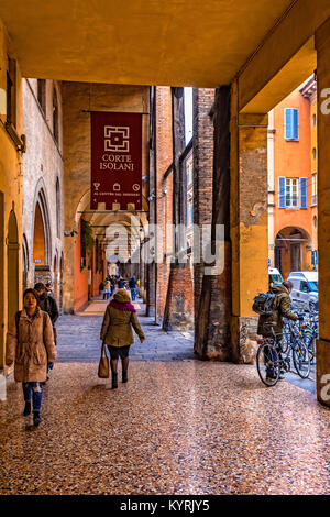 Italia Emilia Romagna Bologna Strada Maggiore portici Foto Stock