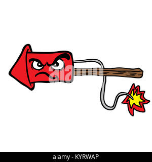Arrabbiato fire rocket cartoon illustrazione Foto Stock