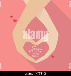 Accoppiare le mani con marry me parola. Illustrazione Vettoriale Illustrazione Vettoriale