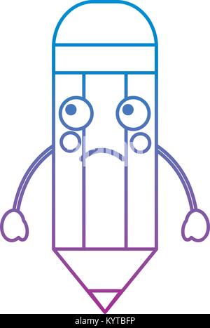 Matita di legno graziosi kawaii cartoon Illustrazione Vettoriale