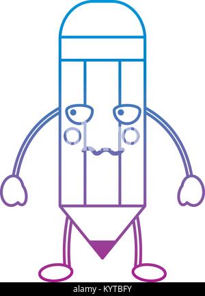 Matita di legno graziosi kawaii cartoon Illustrazione Vettoriale