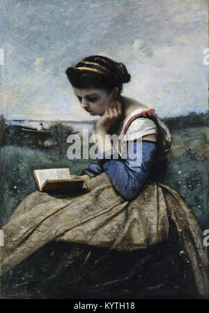 Camille Corot - Una donna Lettura - 1869 - MET Museum - New York Foto Stock