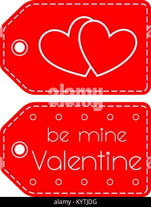 Essere il mio cuore di san valentino cerchio rosso set di tag Illustrazione Vettoriale
