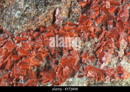 Rosso rari cristalli di fluorite dalla Finlandia Foto Stock