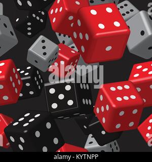 Rosso Nero Grigio dadi modello senza giunture Illustrazione Vettoriale