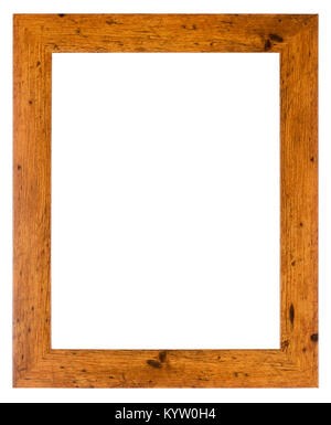 Empty picture frame isolati su bianco in un semplice legno stampaggio della granella Foto Stock