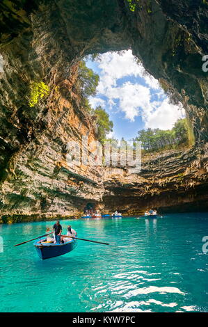 Melissani Grotta, l'isola di Cefalonia, Grecia Foto Stock