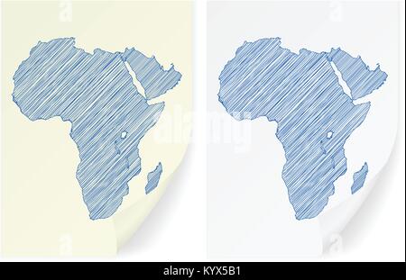 Africa scribble mappa su uno sfondo bianco. Illustrazione Vettoriale