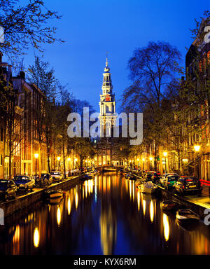 Groenburgwal e Zuiderkerk Canal, Amsterdam, Olanda Settentrionale, Olanda, Paesi Bassi Foto Stock