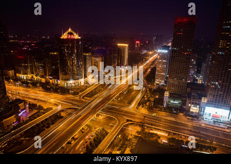 Vista notturna di CBD architettura della città di Pechino Foto Stock