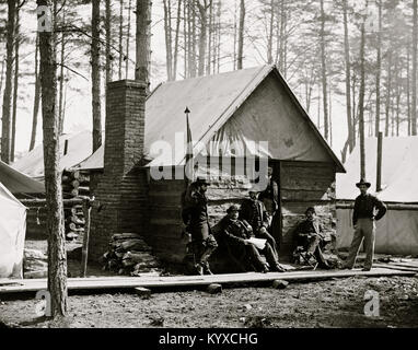 Stazione di Brandy, Va. ufficiali di fronte a trimestri invernali a esercito del Potomac sede Foto Stock