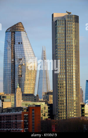 Grattacieli di Londra One Blackfriars, The Vase, The Shard, Oxo Tower, Oxo2 e Kings Reach Tower. Skyline di Londra Foto Stock