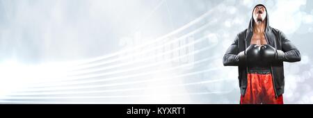 Boxer uomo con brillanti luci di curva Foto Stock