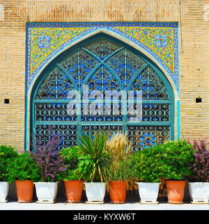 Parete in corrispondenza della Moschea Shah, noto anche come l'Imam Khomeini moschea è una moschea del Grand Bazaar a Tehran, Iran. Foto Stock