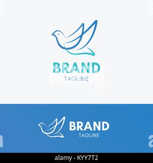 Linea di uccelli semplice Logo modello icona simbolo con il blu e il colore turchese Illustrazione Vettoriale