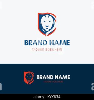 Lion Logo Protezione elemento modello symbol in spazio negativo Illustrazione Vettoriale