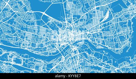 Vettore urbano mappa della città di Newcastle, Inghilterra Illustrazione Vettoriale