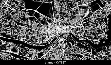 Vettore urbano mappa della città di Newcastle, Inghilterra Illustrazione Vettoriale