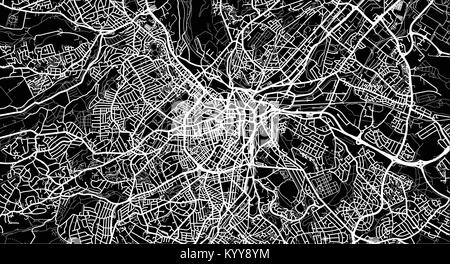 Vettore urbano mappa della città di Sheffield, Inghilterra Illustrazione Vettoriale